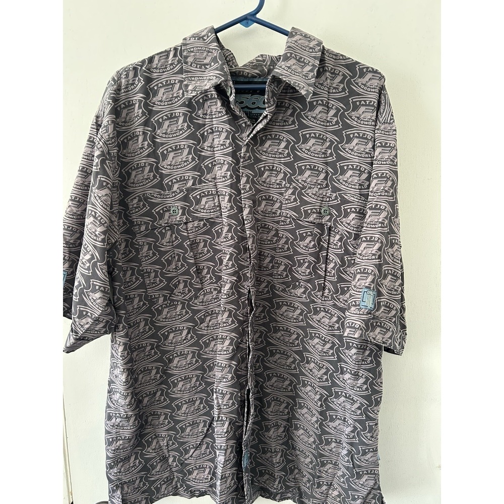 Fat Joe Vintage Y2K FJ560 Short Sleeve Button Up Shirt W/All Over Print Size XXL